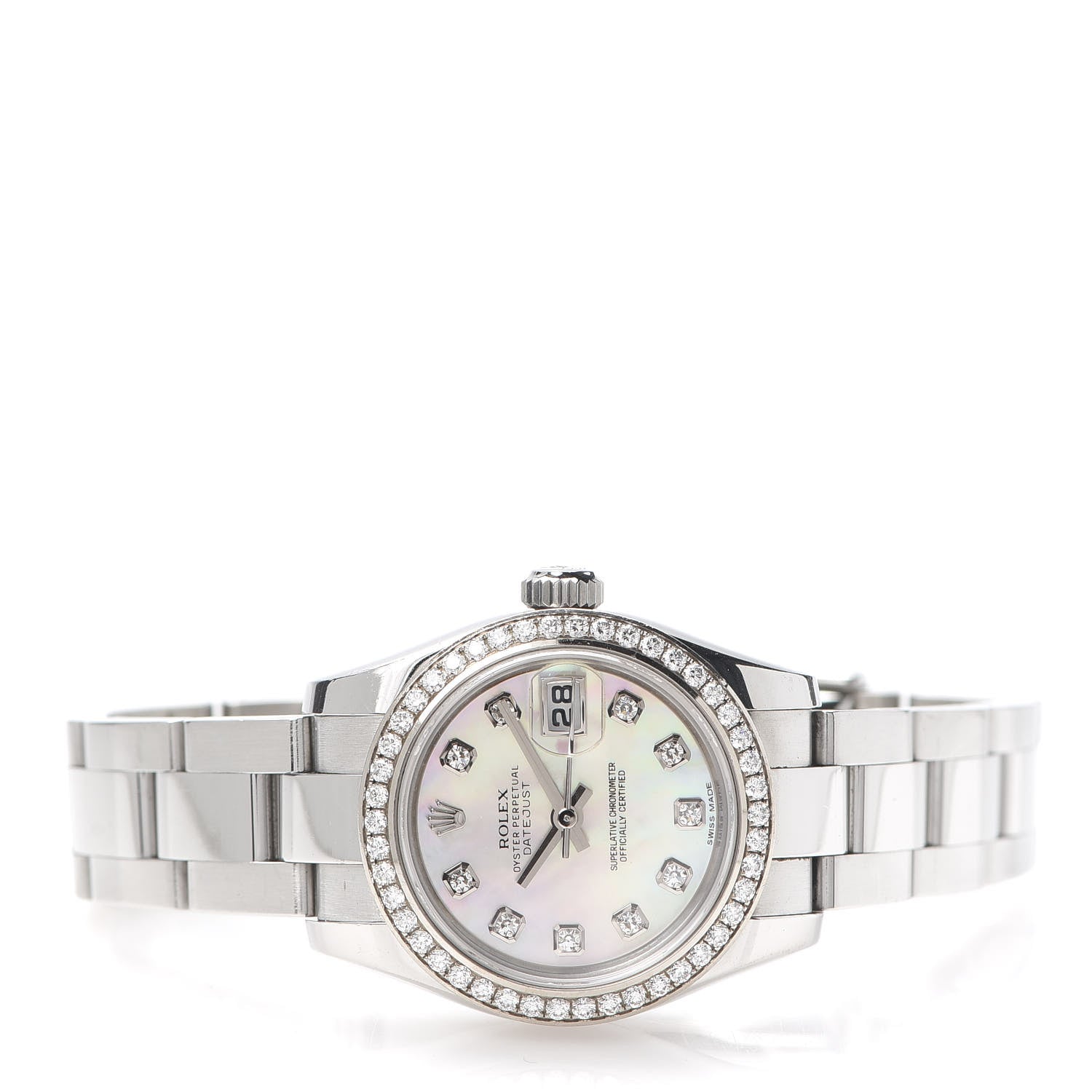Rolex Stainless Steel Diamond Black Mother of Pearl 26mm Oyster Perpetual Datejust Watch 179384 3 of 7