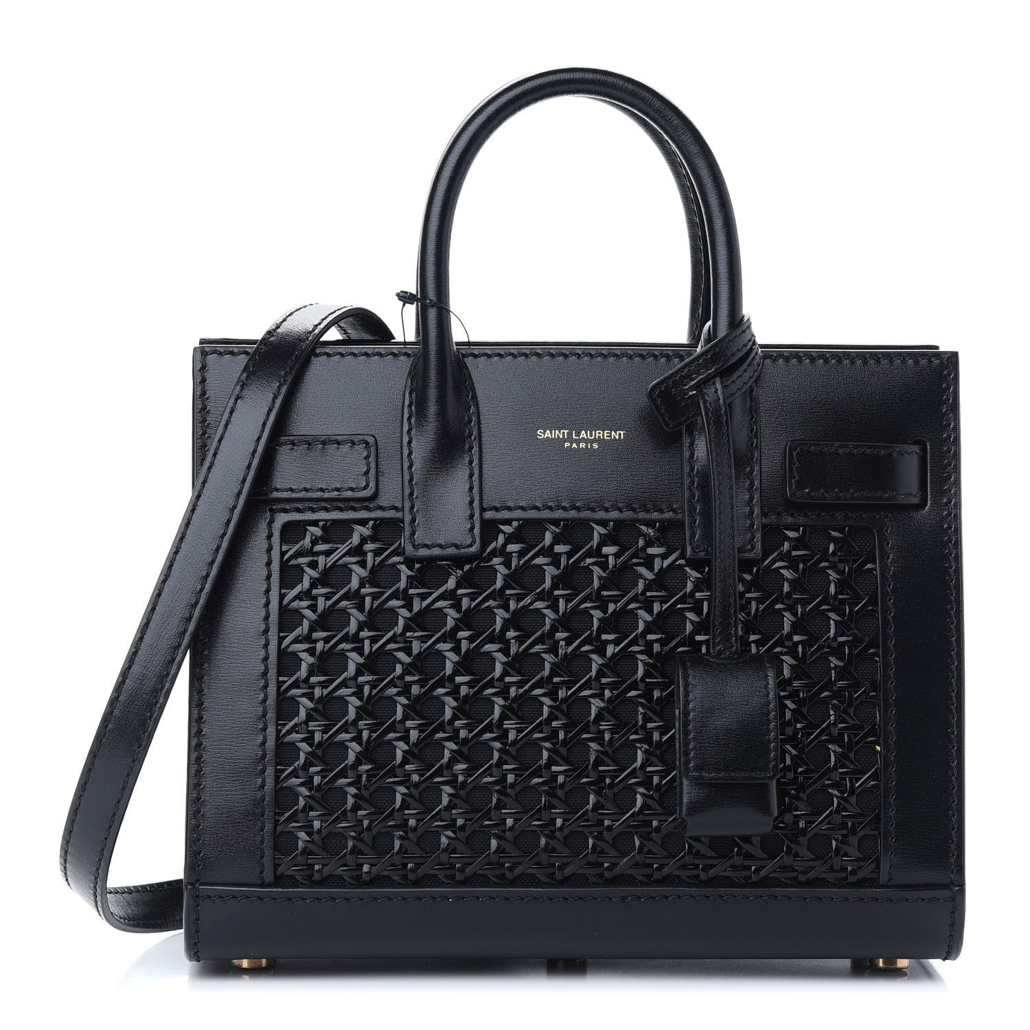 Saint Laurent Calfskin Paglia Palm Nano Sac De Jour Black 1 of 8