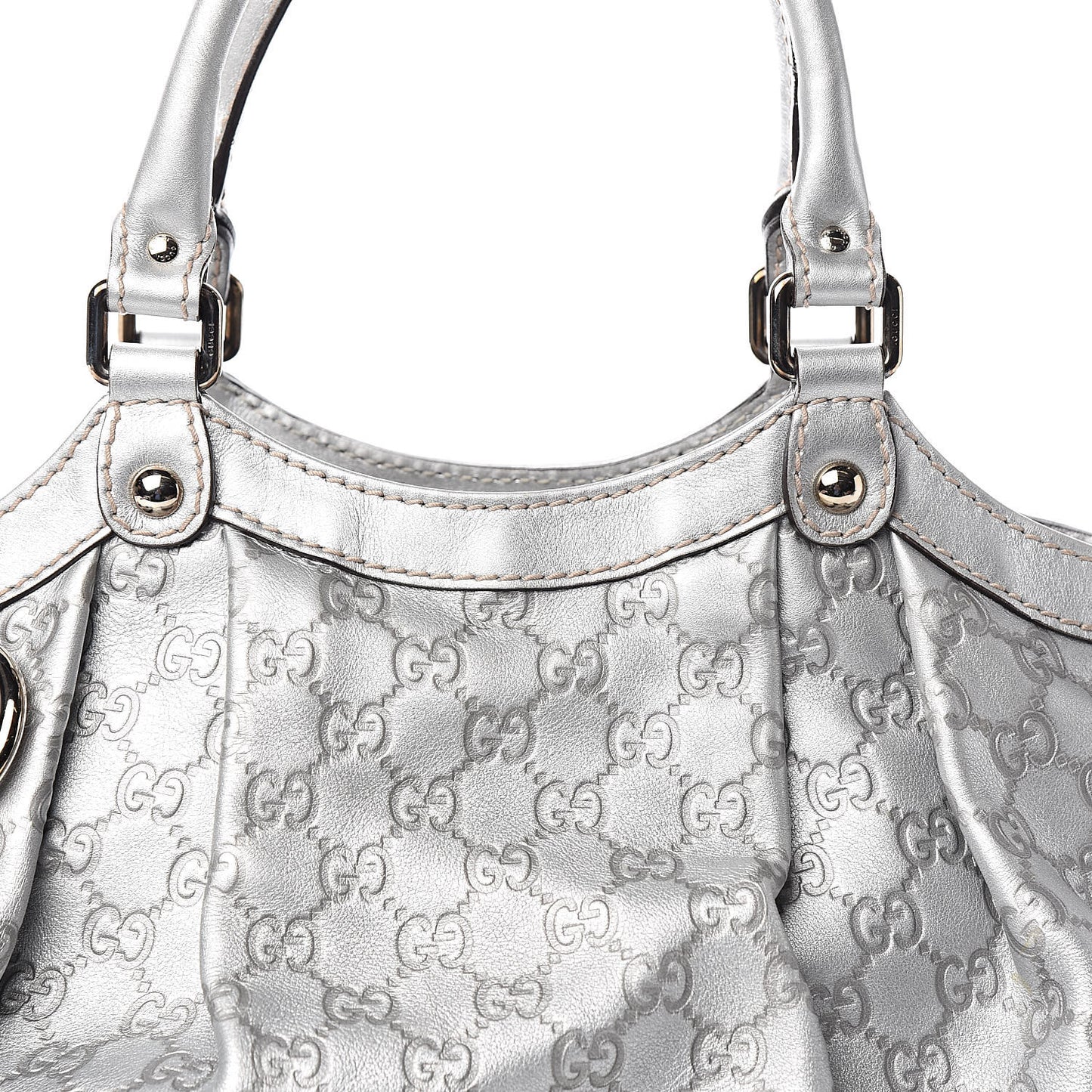 Metallic Guccissima Medium Sukey Tote Silver
