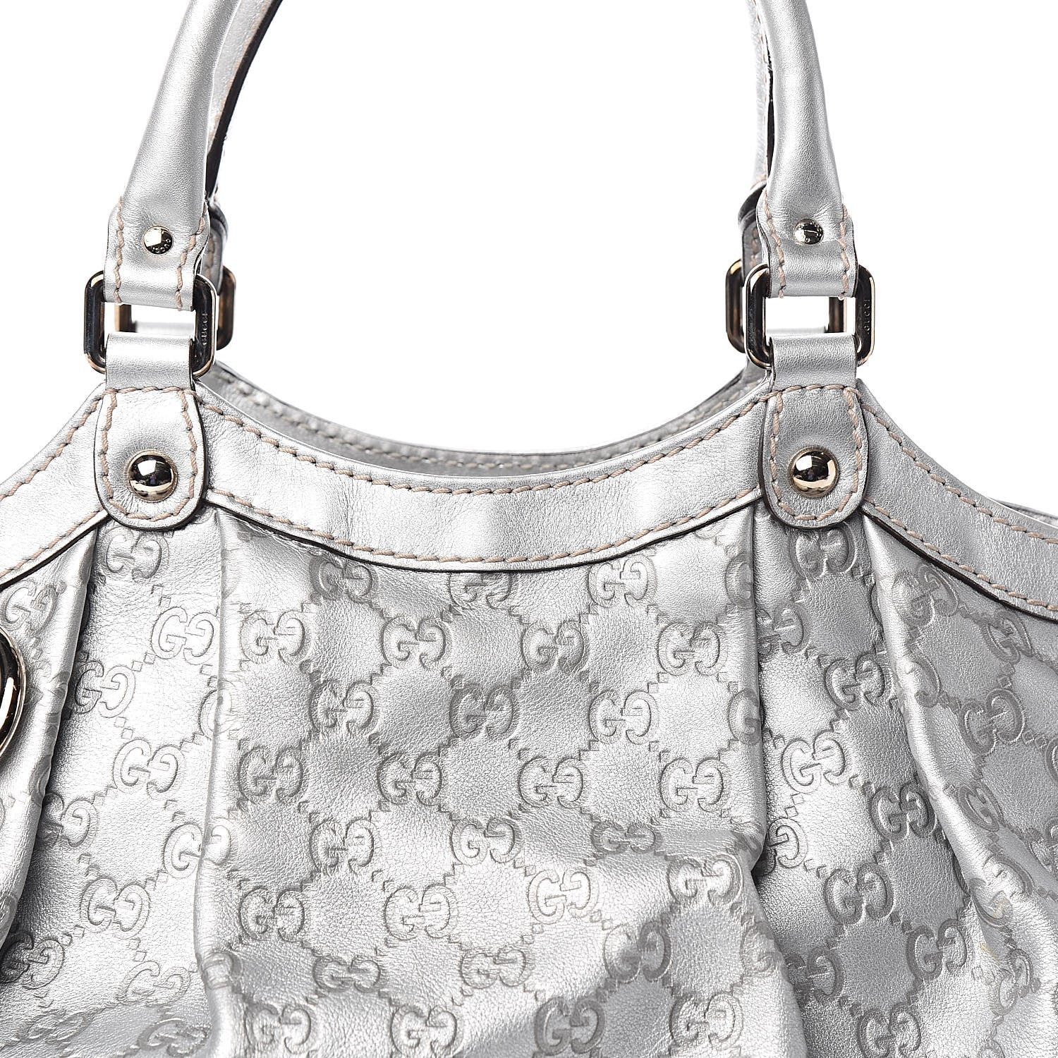 Gucci Metallic Guccissima Medium Sukey Tote Silver 10 of 11