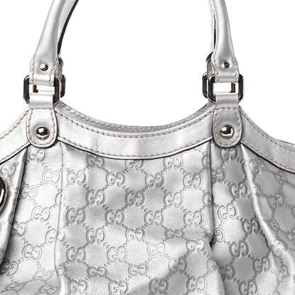 Gucci Metallic Guccissima Medium Sukey Tote Silver 10 of 11
