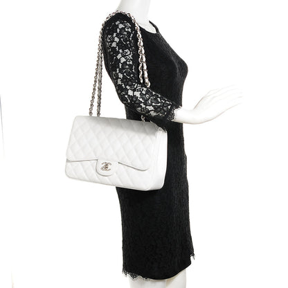 Chanel Caviar Quilted Jumbo Single Flap White 2 of 8