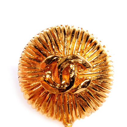 Chanel CC Large Crystal Clip On Earrings Gold 4 of 6