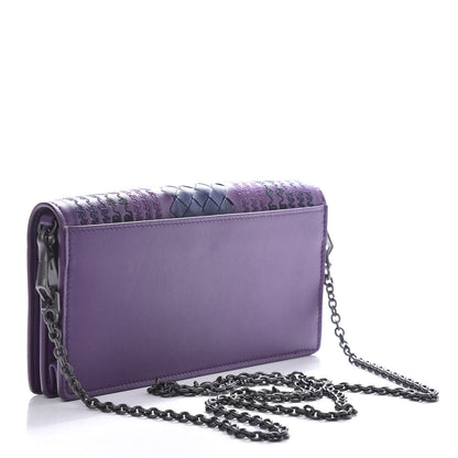 Bottega Veneta Nappa Intrecciato Embroidered Continental Wallet on Chain Mona Lisa Atlantic 3 of 9