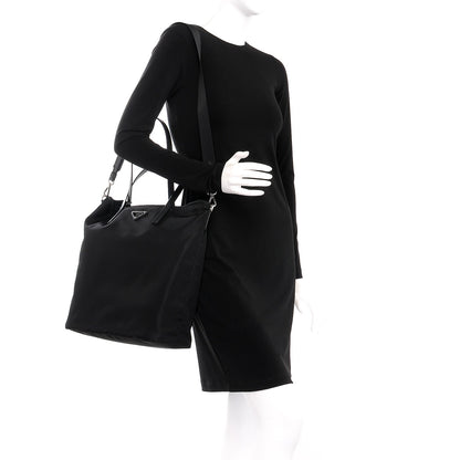 Prada Saffiano Tessuto Nylon Tote Nero Black 2 of 9