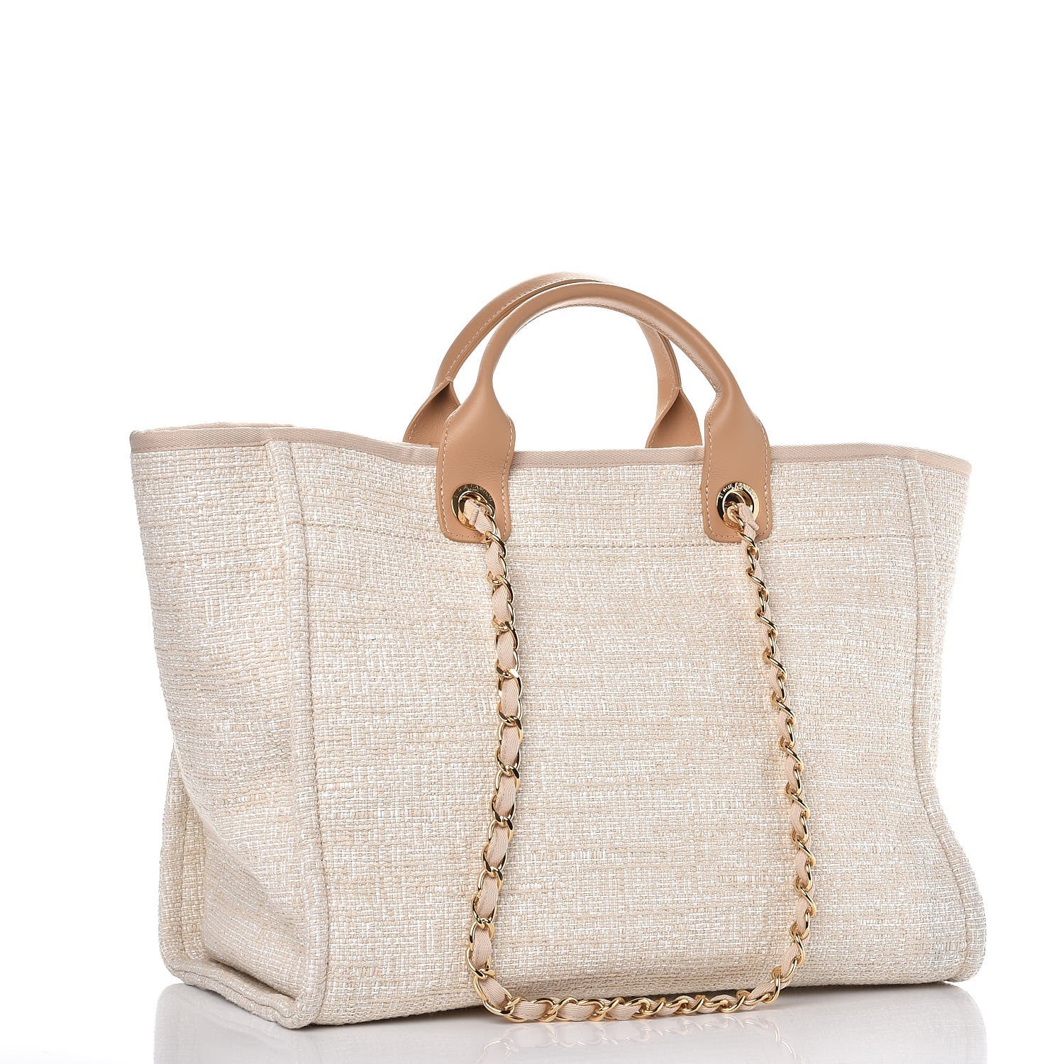 Chanel Canvas Large Deauville Tote Light Beige 3 of 7