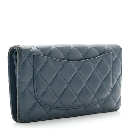 Chanel Lambskin Quilted Yen Wallet Blue 3 of 13