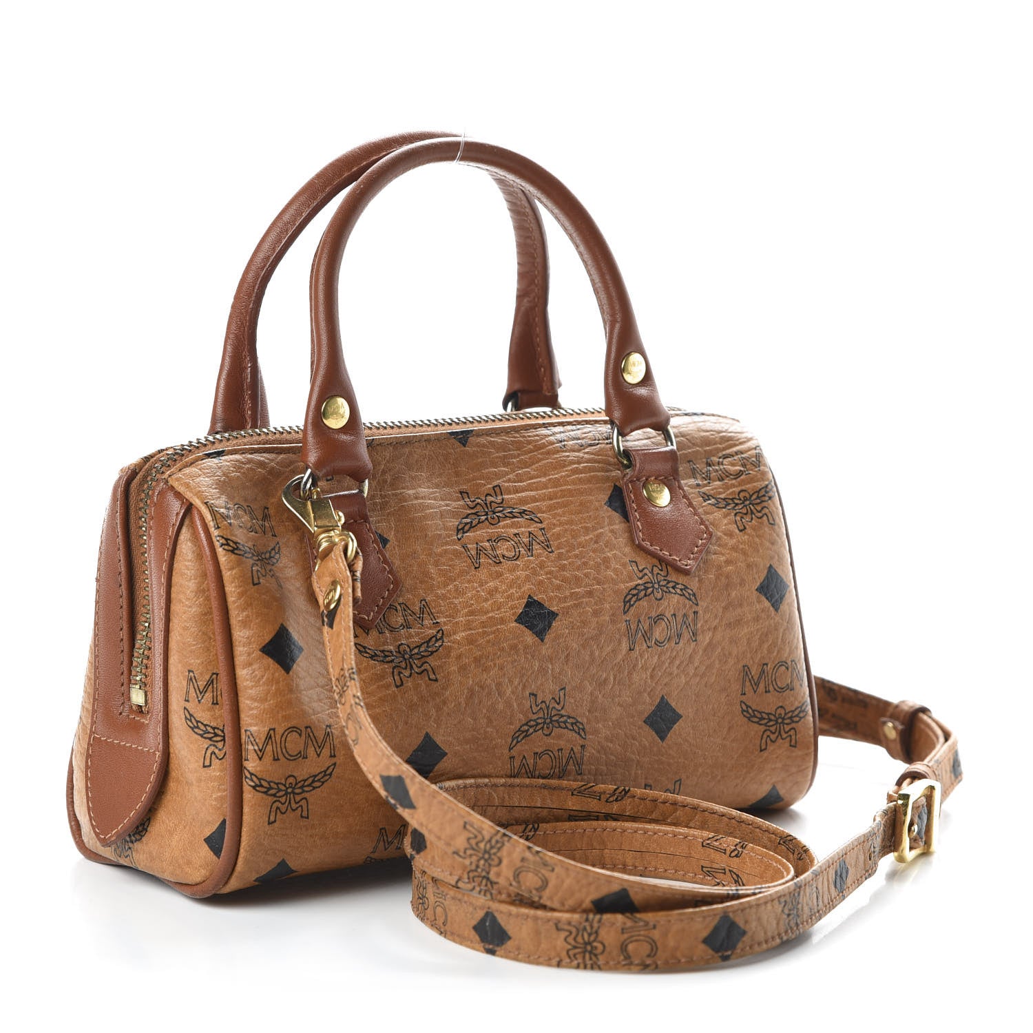 MCM Visetos Mini Boston Bag Cognac 2 of 8