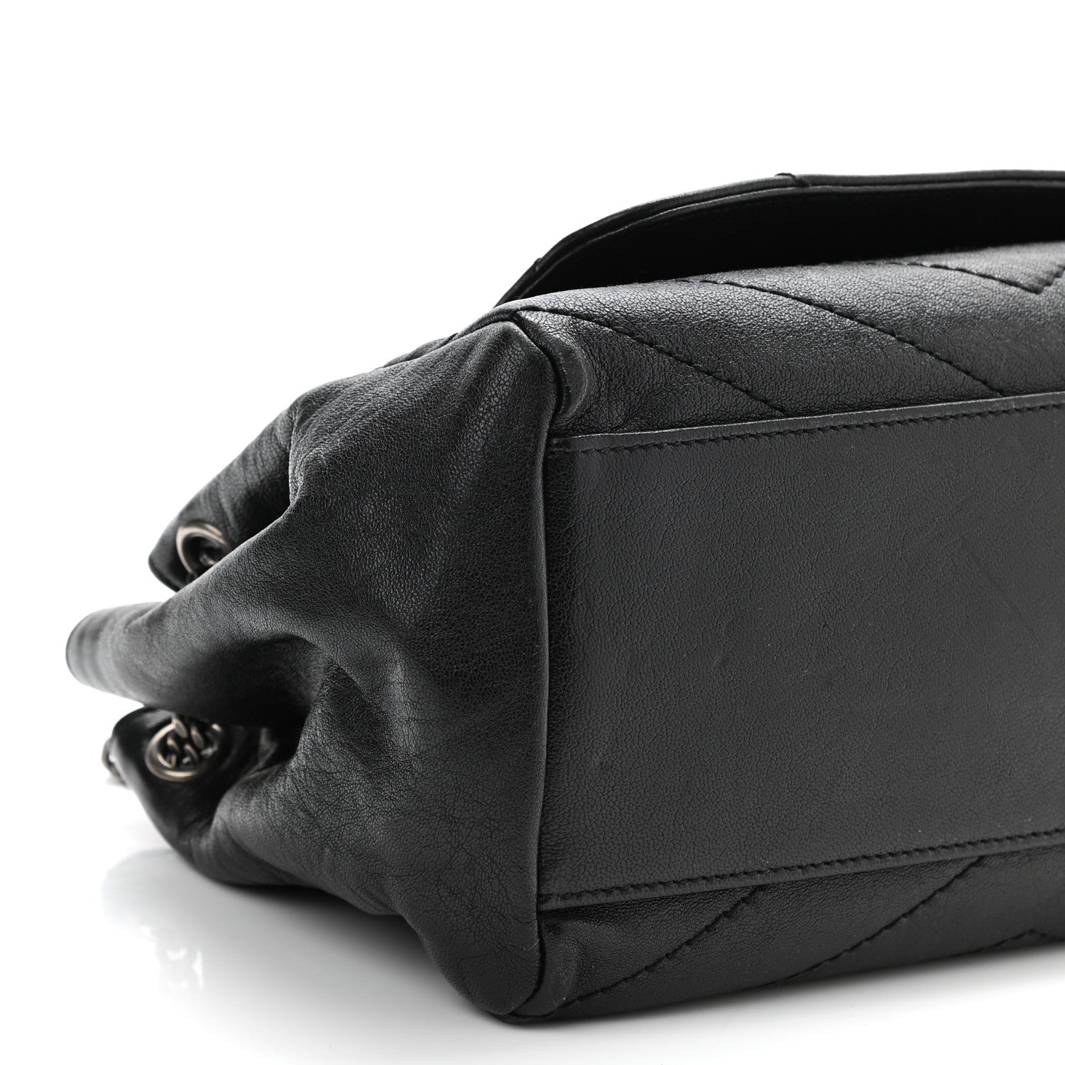 Saint Laurent Vintage Lambskin Chevron Monogram Small Nolita Black 9 of 10