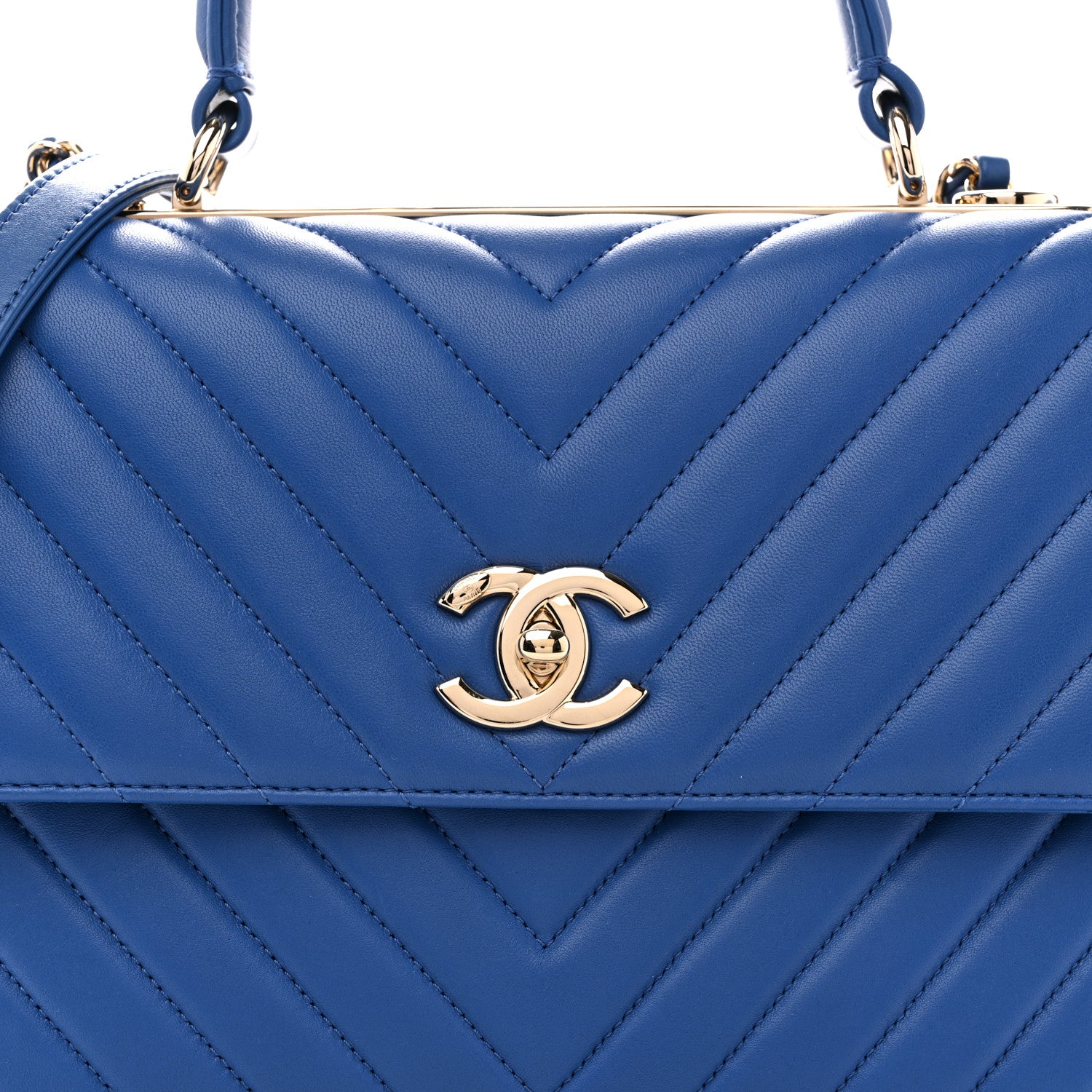 Chanel Lambskin Chevron Quilted Medium Trendy CC Dual Handle Flap Bag Blue 8 of 11