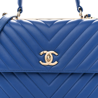 Chanel Lambskin Chevron Quilted Medium Trendy CC Dual Handle Flap Bag Blue 8 of 11