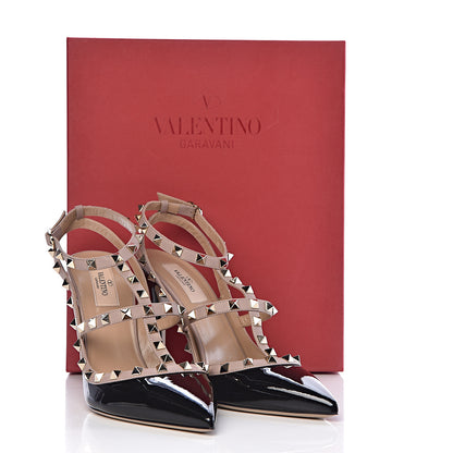 Valentino Garavani Patent Nappa Rockstud Ankle Strap 100mm Pumps 41 Black Poudre 9 of 9