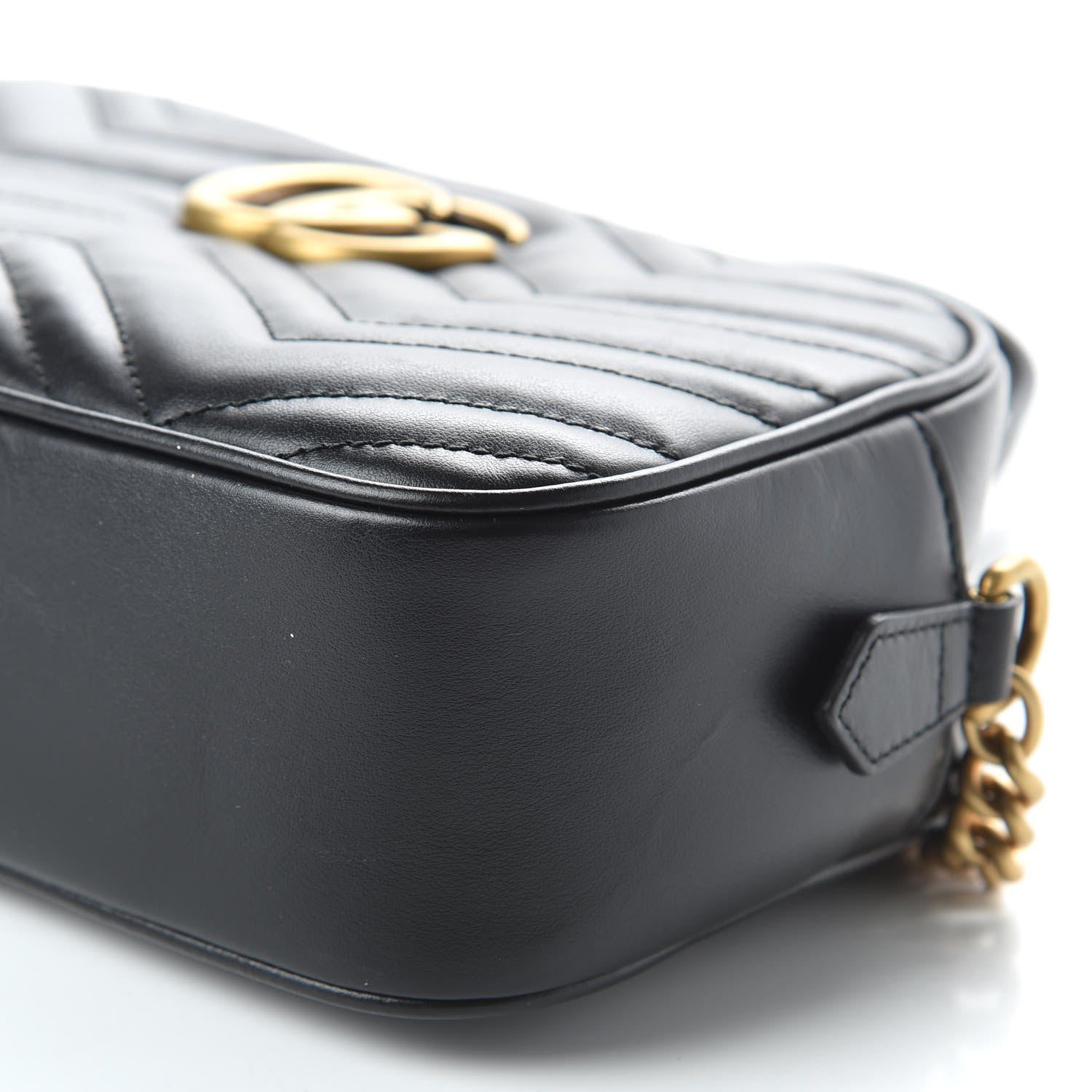 Gucci Calfskin Matelasse Small GG Marmont Chain Shoulder Bag Black 7 of 10