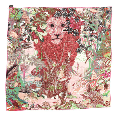 Hermes Silk Wild Singapore Scarf 90 Rose Vert Bordeaux 1 of 5