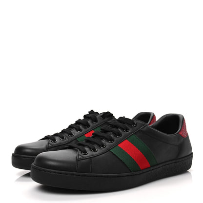 Gucci Miro Soft Calfskin Ayers Web Mens Ace Sneakers 8 Black Rosso 3 of 9