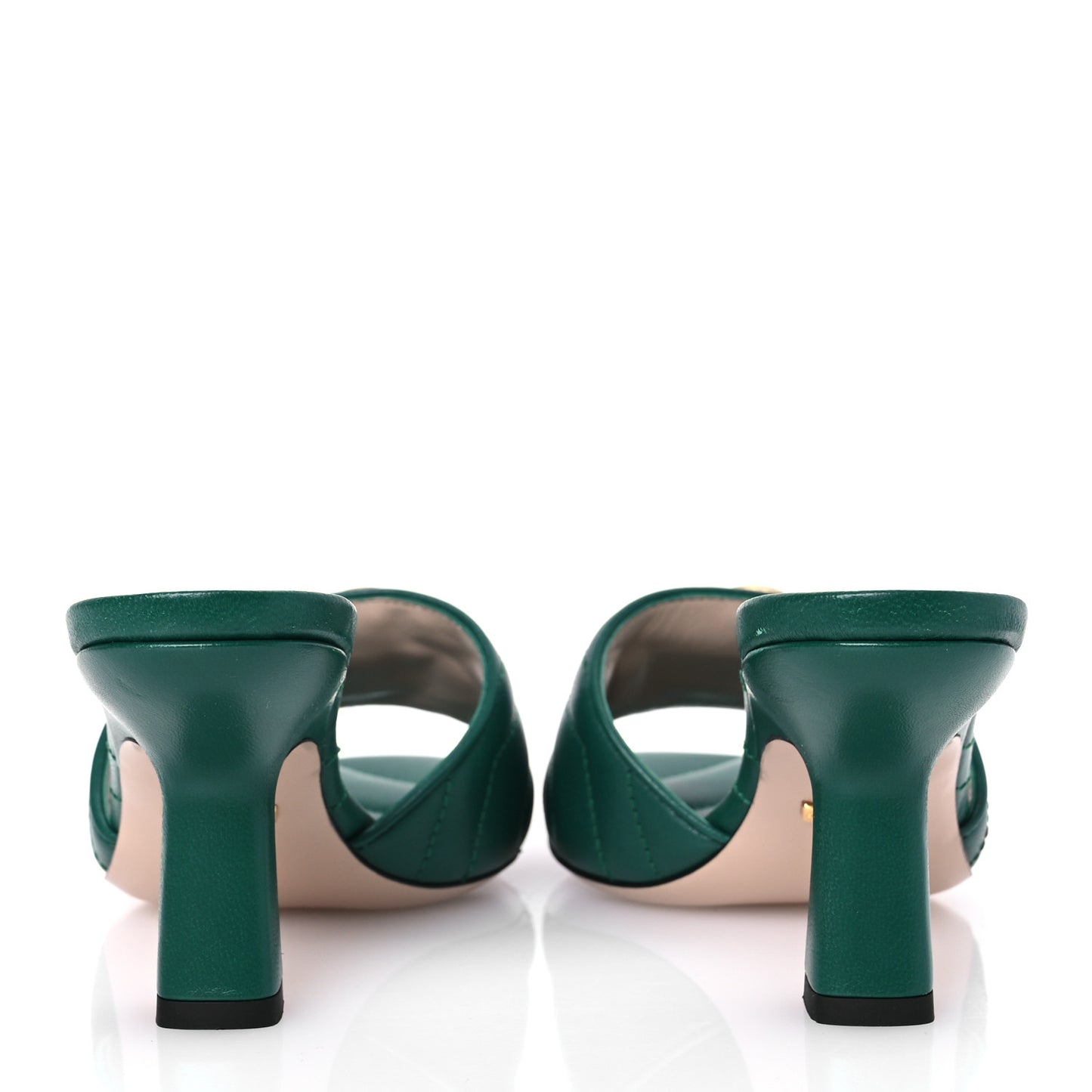 Nappa Matelasse GG Marmont 75mm Slide Sandals 35 Emerald
