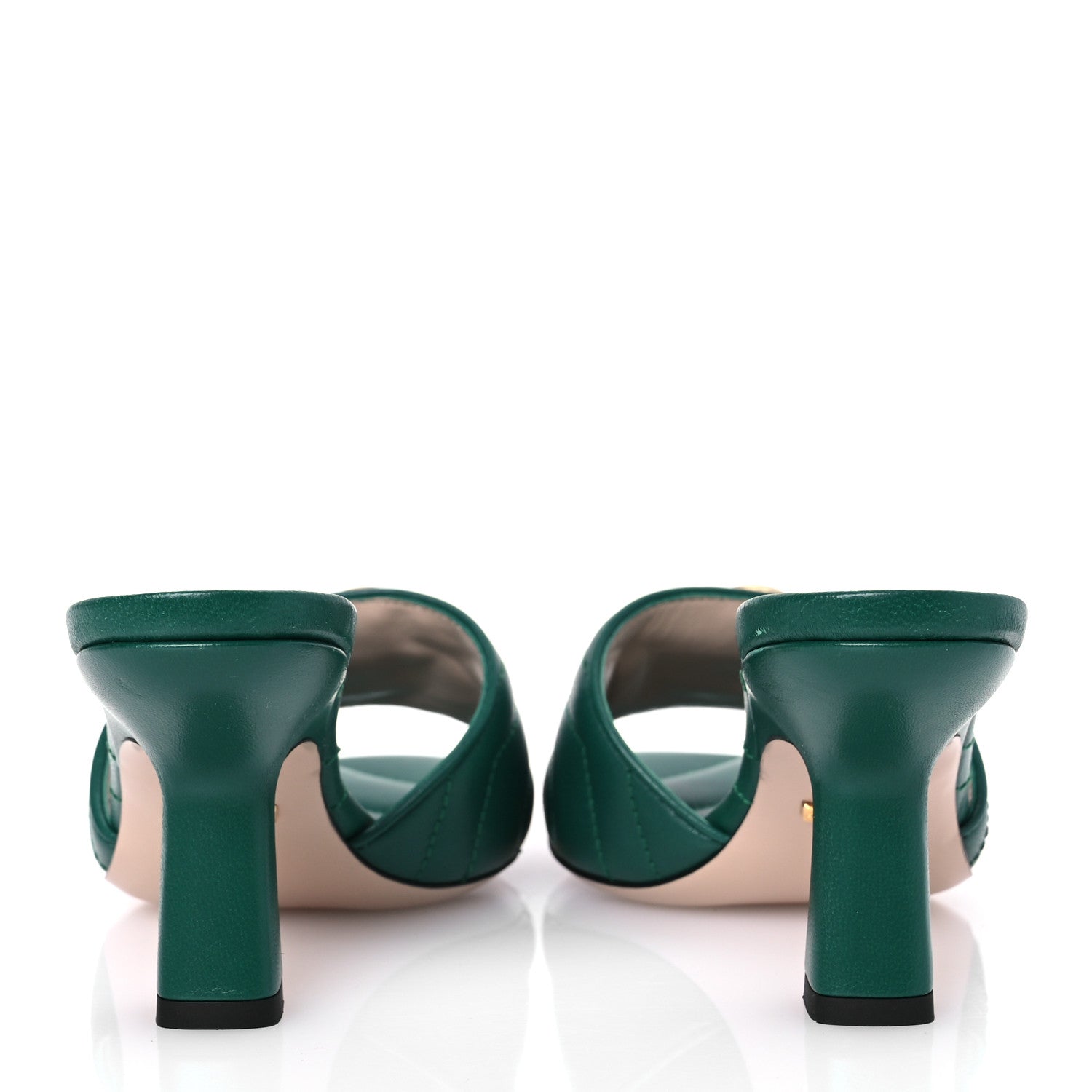 Gucci Nappa Matelasse GG Marmont 75mm Slide Sandals 35 Emerald 6 of 12