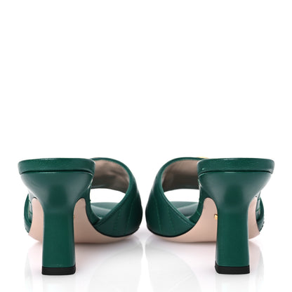 Gucci Nappa Matelasse GG Marmont 75mm Slide Sandals 35 Emerald 6 of 12