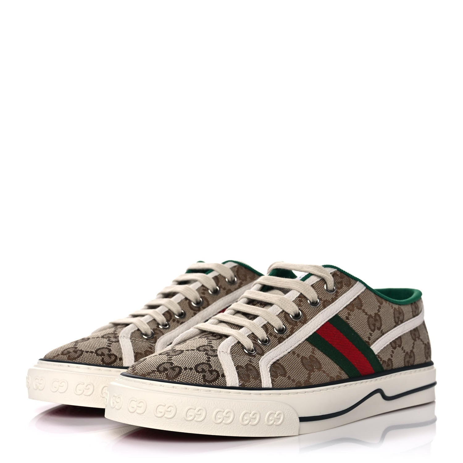 Gucci GG Monogram Web Mens 1977 Tennis Sneakers 6 Beige Ebony Mystic White 3 of 9