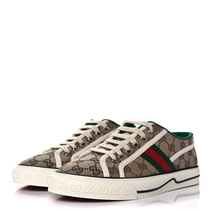Gucci GG Monogram Web Mens 1977 Tennis Sneakers 6 Beige Ebony Mystic White 3 of 9