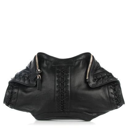 Alexander McQueen Lambskin Lace Up De Manta Clutch Black 1 of 7