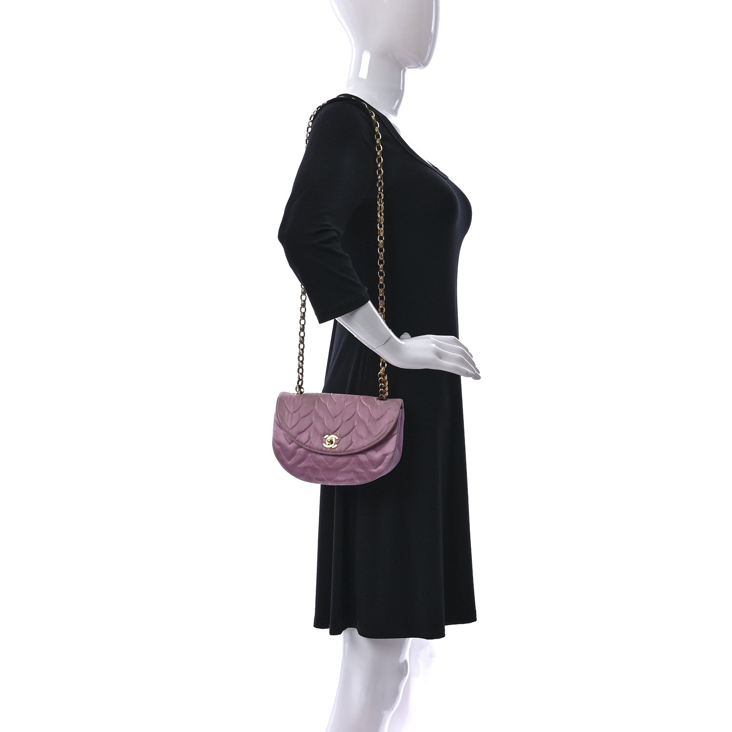 Chanel Satin Quilted Flap Shoulder Bag Pink 2 of 10