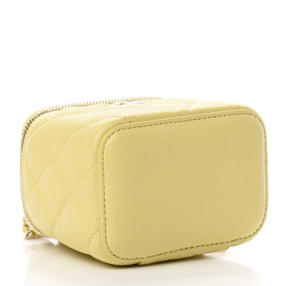 Chanel Caviar Quilted Mini Vanity Case With Chain Yellow 4 of 10