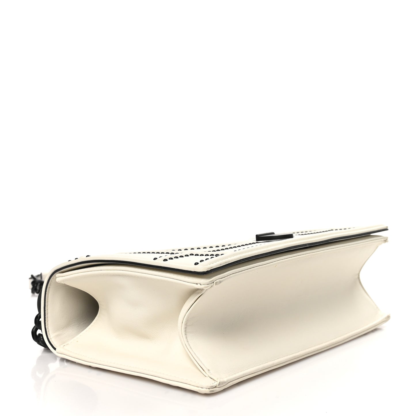 Ultra Matte Calfskin Studded Medium Diorama Flap Bag White Black