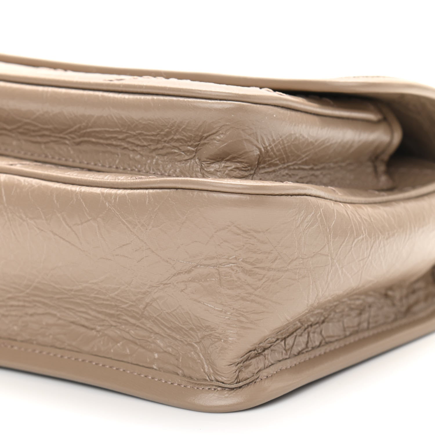 Saint Laurent Crinkled Calfskin Matelasse Monogram Baby Niki Chain Satchel Light Taupe 10 of 11