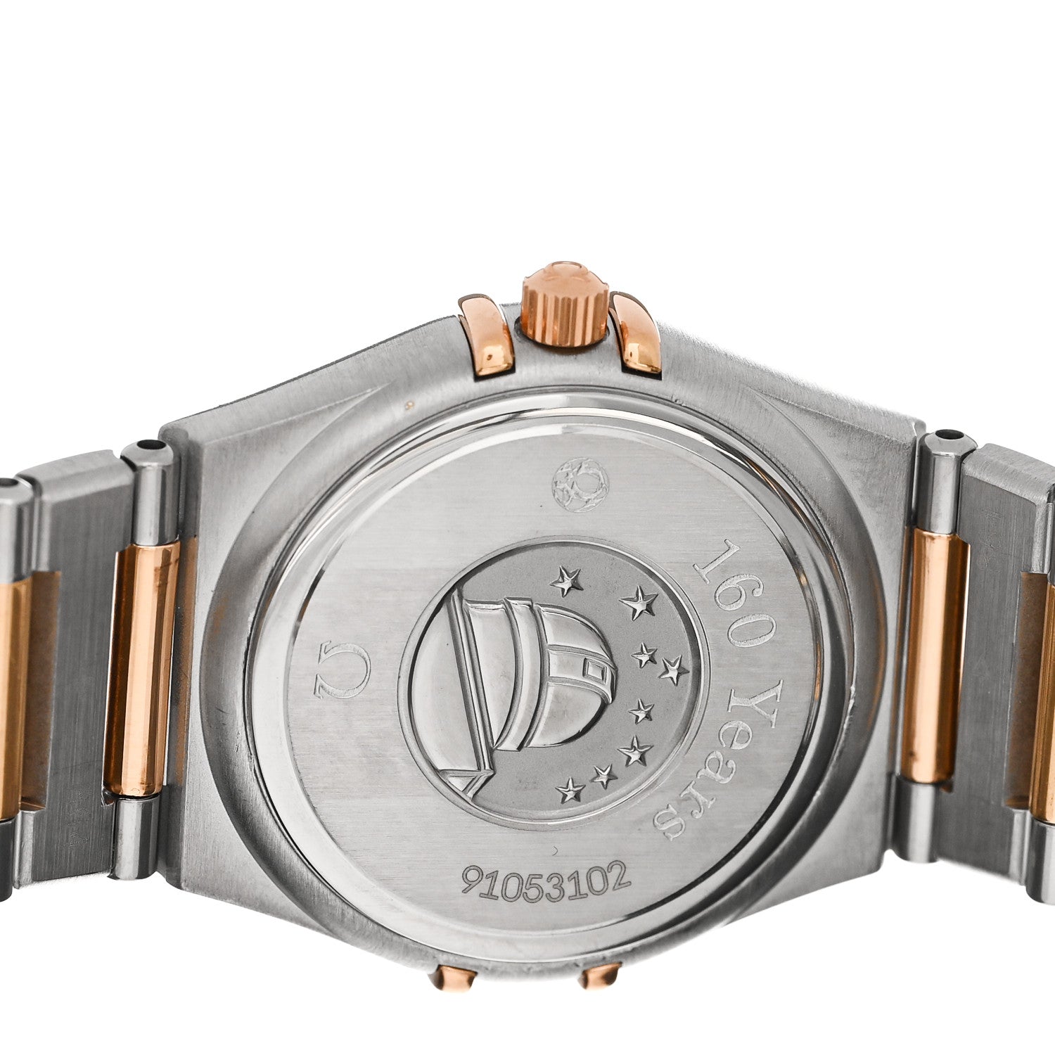 Omega Stainless Steel 18K Red Gold Diamond Bezel Mother of Pearl 25mm Constellation Quartz Watch 111.25.26.60.55.001 4 of 4