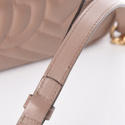 Gucci Calfskin Matelasse Small GG Marmont Chain Shoulder Bag Taupe 10 of 14