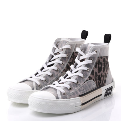 Christian Dior Canvas Leopard Print Mens B23 High Top Sneakers 40 White 2 of 9