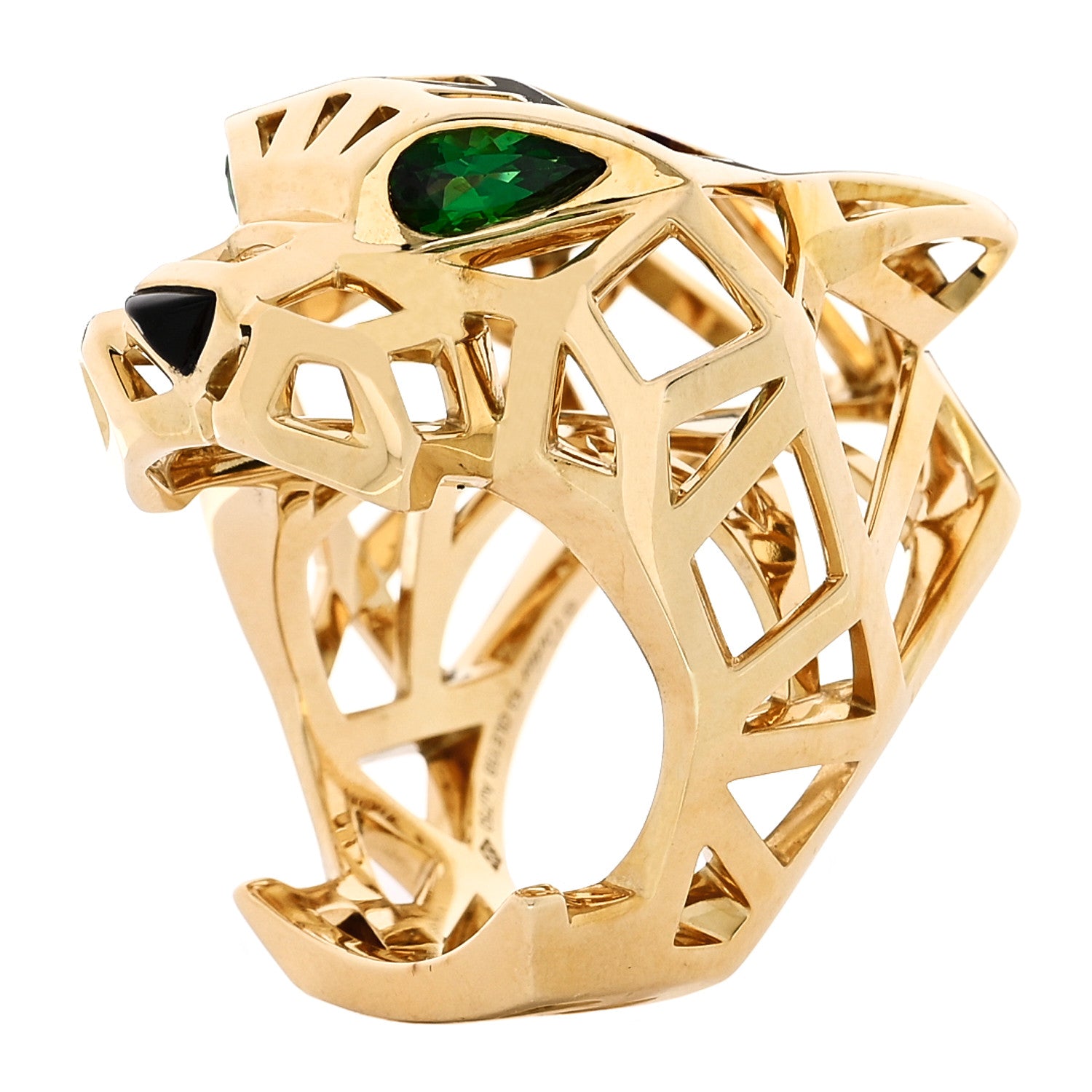 Cartier 18K Yellow Gold Tsavorite Onyx Panthère De Cartier Ring 53 6.5 1 of 7