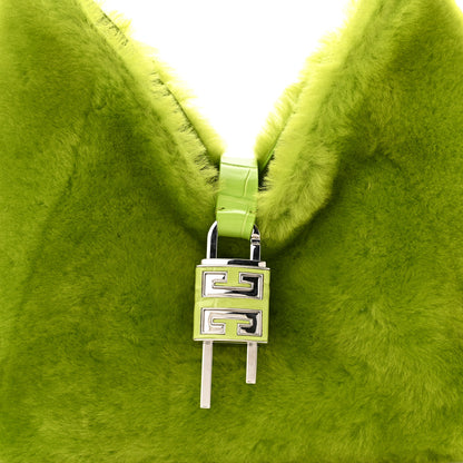 Givenchy Shearling Crocodile Embossed Calfskin Mini G-Hobo Citrus Green 7 of 9