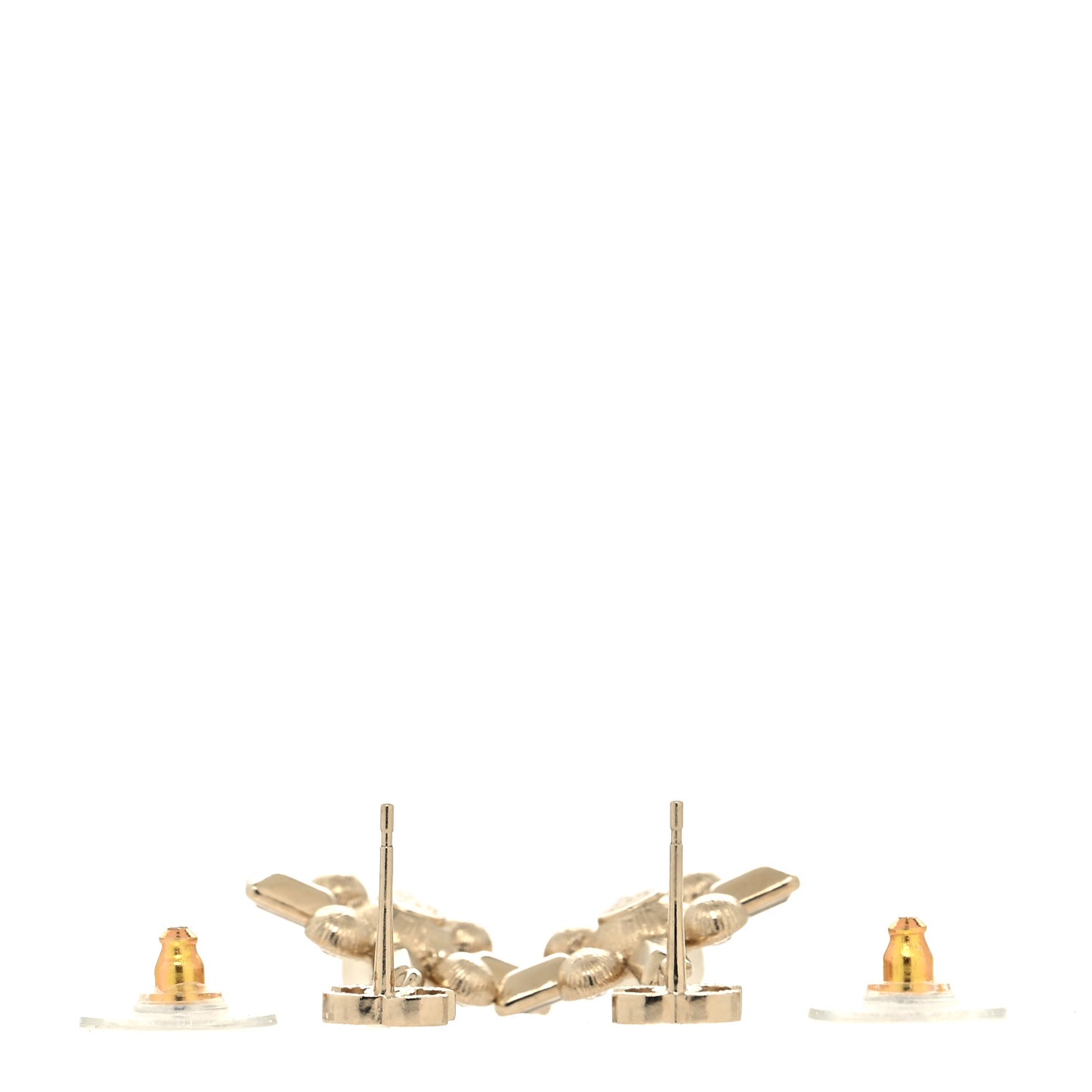 Crystal Baguette Pearl Sparkling Pearl CC Drop Earrings Light Gold