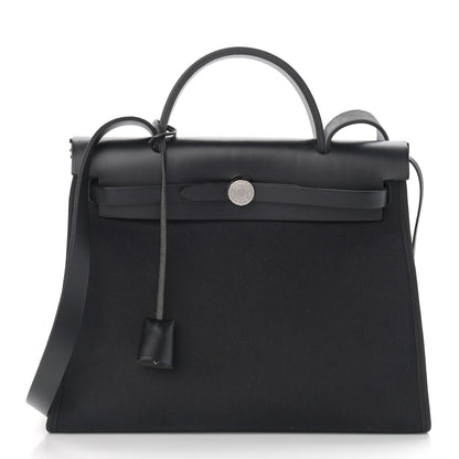 Hermes Military Toile Vache Hunter Herbag Zip PM 31 Black 3 of 12