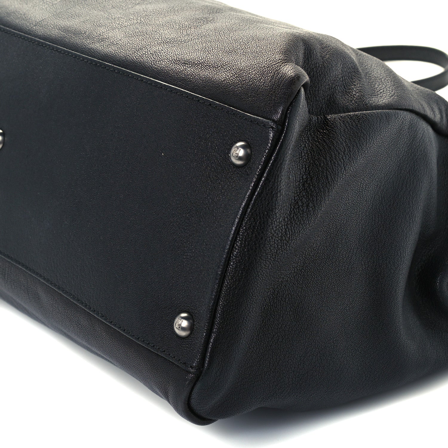 Fendi Goatskin Zucca Large Peekaboo Iconic Satchel Black Tobacco 14 of 14