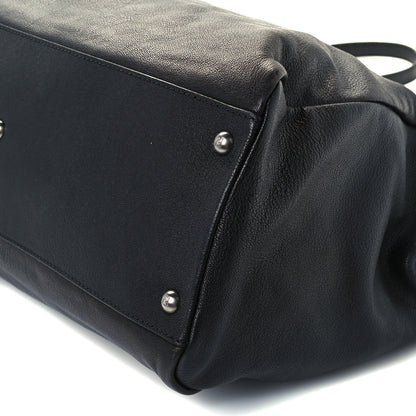 Fendi Goatskin Zucca Large Peekaboo Iconic Satchel Black Tobacco 14 of 14
