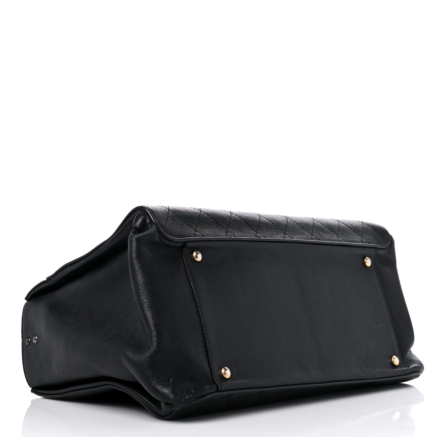 Chanel Calfskin Stitched Large Straight Lines Shopping Tote Black 5 of 18