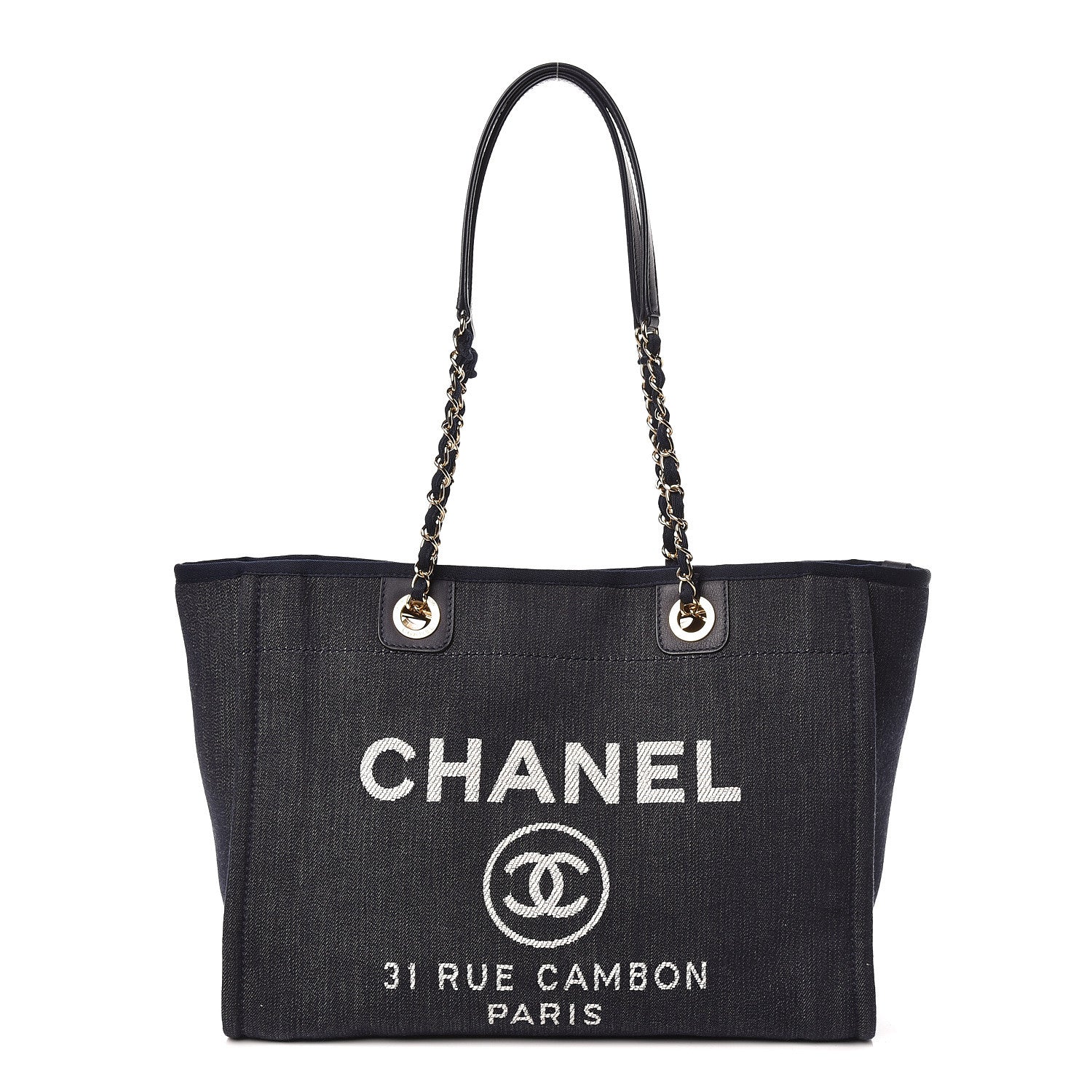 Chanel Denim Small Deauville Tote Dark Blue 1 of 15
