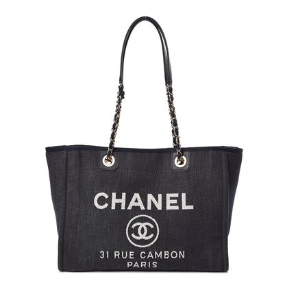 Chanel Denim Small Deauville Tote Dark Blue 1 of 15