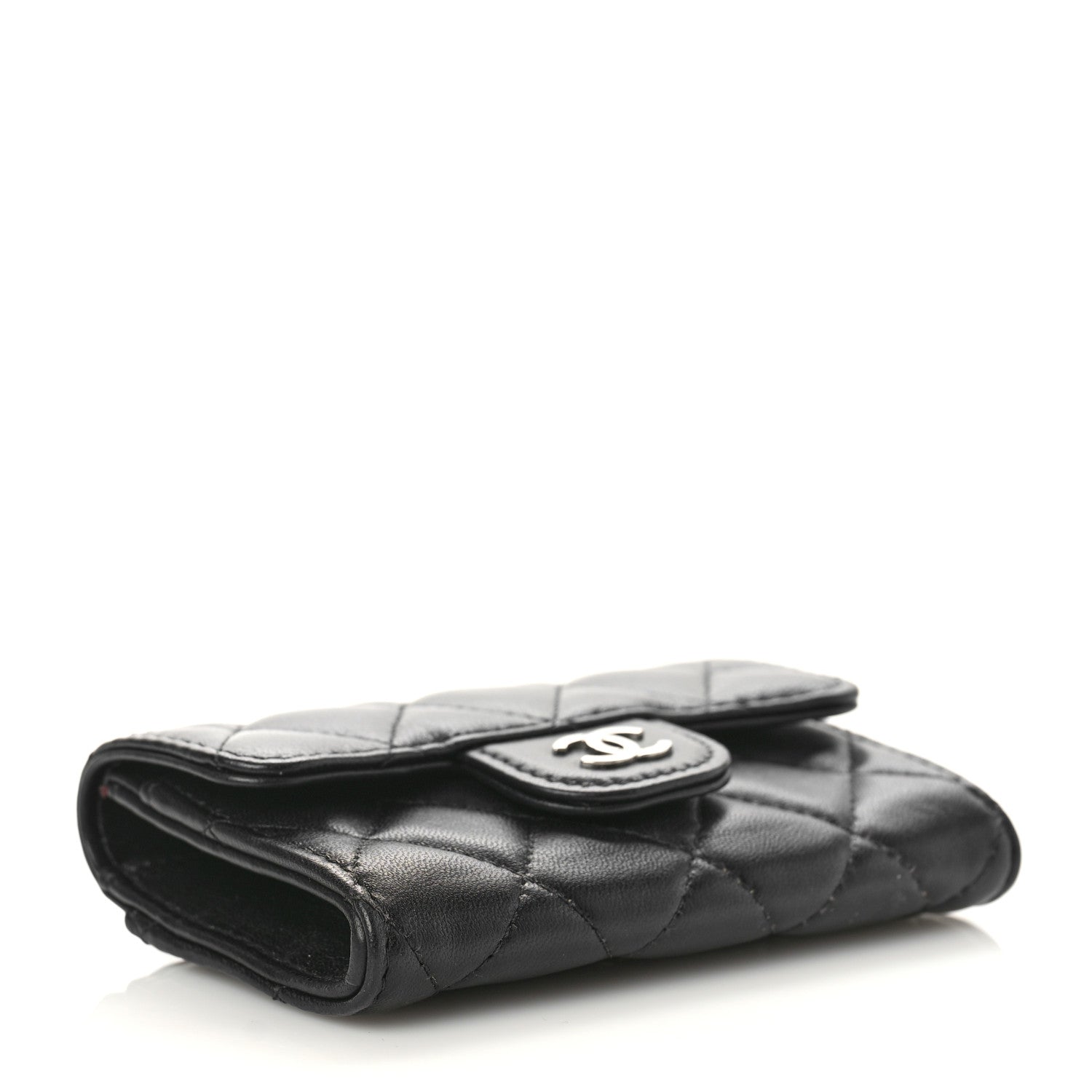 Chanel Lambskin Quilted Flap Card Holder Wallet Black 4 of 11
