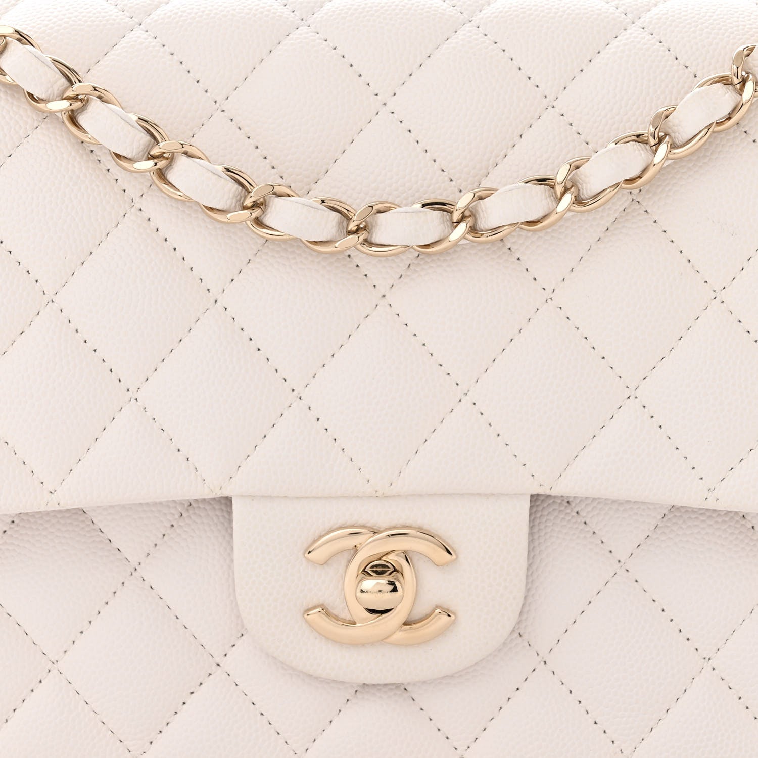 Chanel Caviar Quilted Medium Double Flap White 8 of 10