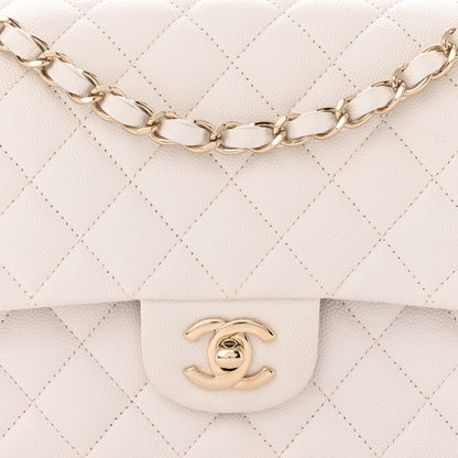 Chanel Caviar Quilted Medium Double Flap White 8 of 10