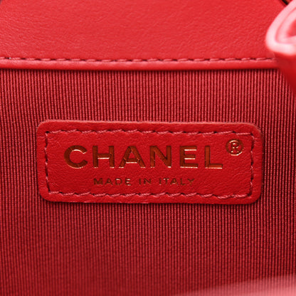 Chanel Lambskin Quilted Chain Drawstring Bag Red 6 of 9