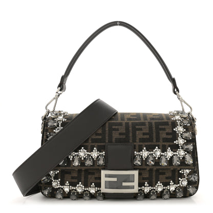 Fendi Fabric Jacquard FF 1974 Crystal Embellished Baguette Tobacco Moro Multicolor 1 of 11