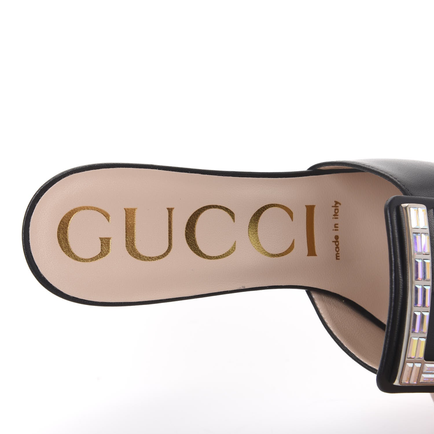 Gucci Malaga Kid Crystal Square G Madelyn Mules 37 Black 6 of 9