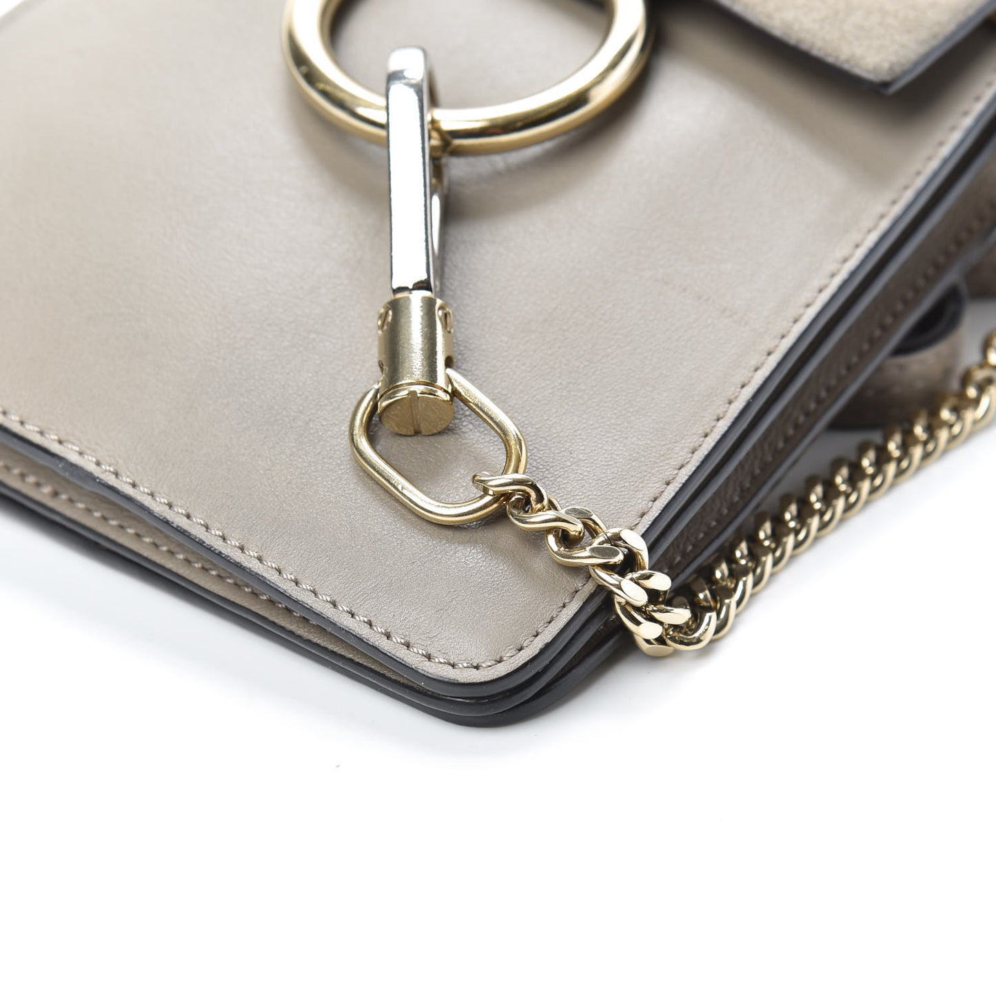 Suede Calfskin Mini Faye Bracelet Bag Motty Grey