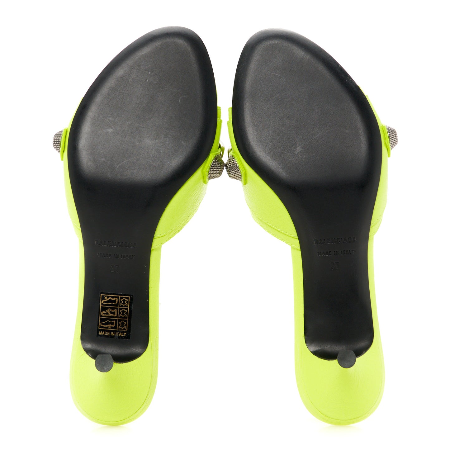 Agneau Arena Cagole 50mm Slide Sandals 37 Fluo Yellow