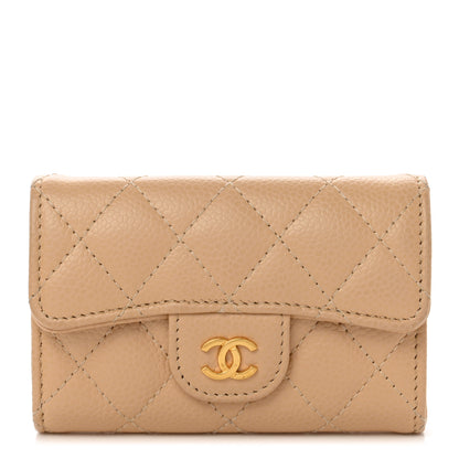 Chanel Caviar Quilted Flap Card Holder Wallet Beige 1 of 10